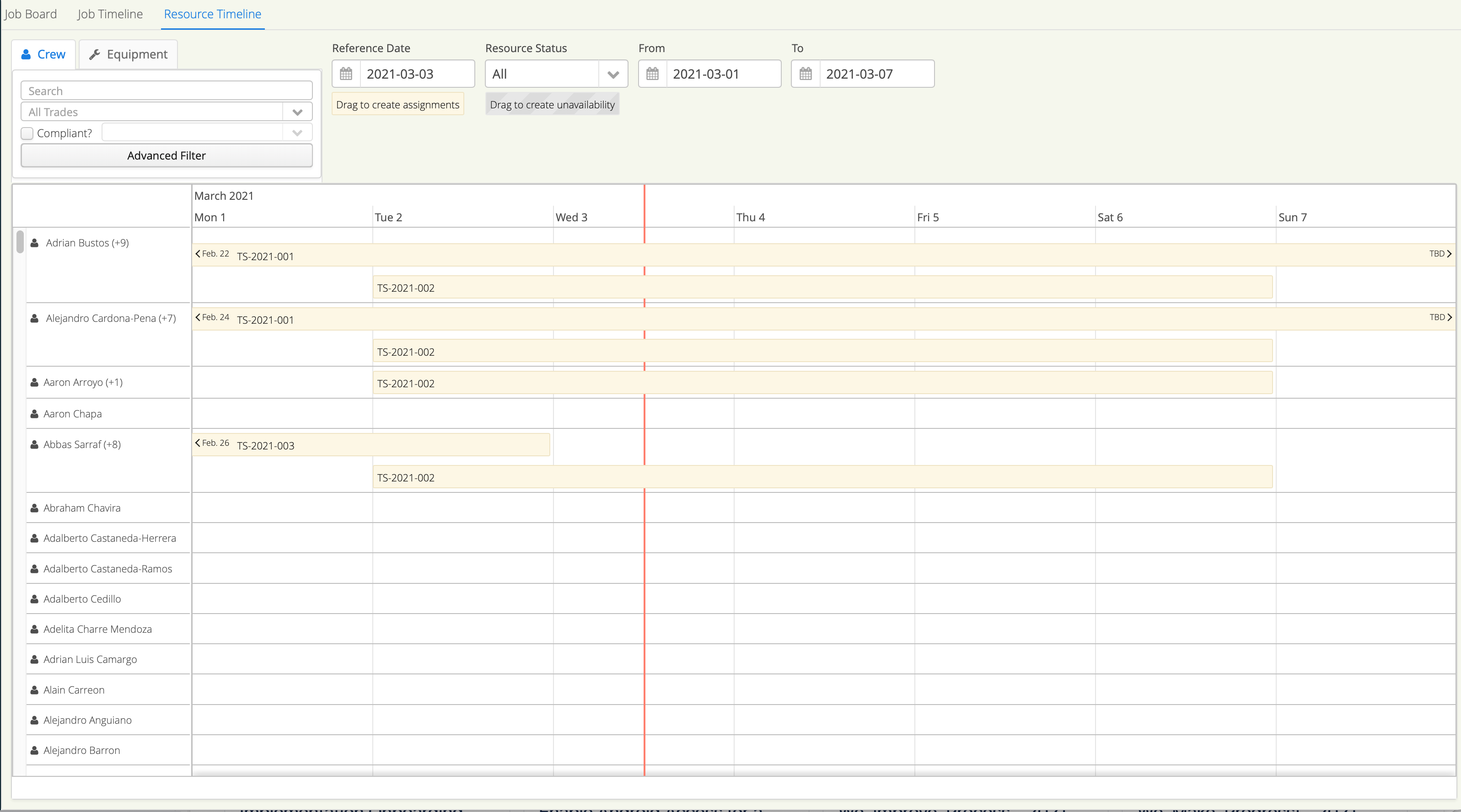 Dispatching software like Aimsio make resource dispatching simple. Use the Aimsio Resource Timeline to dispatch crew and equipment.