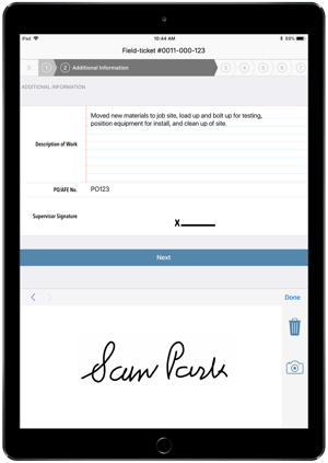 Field ticket software: e-signature Aimsio iPad